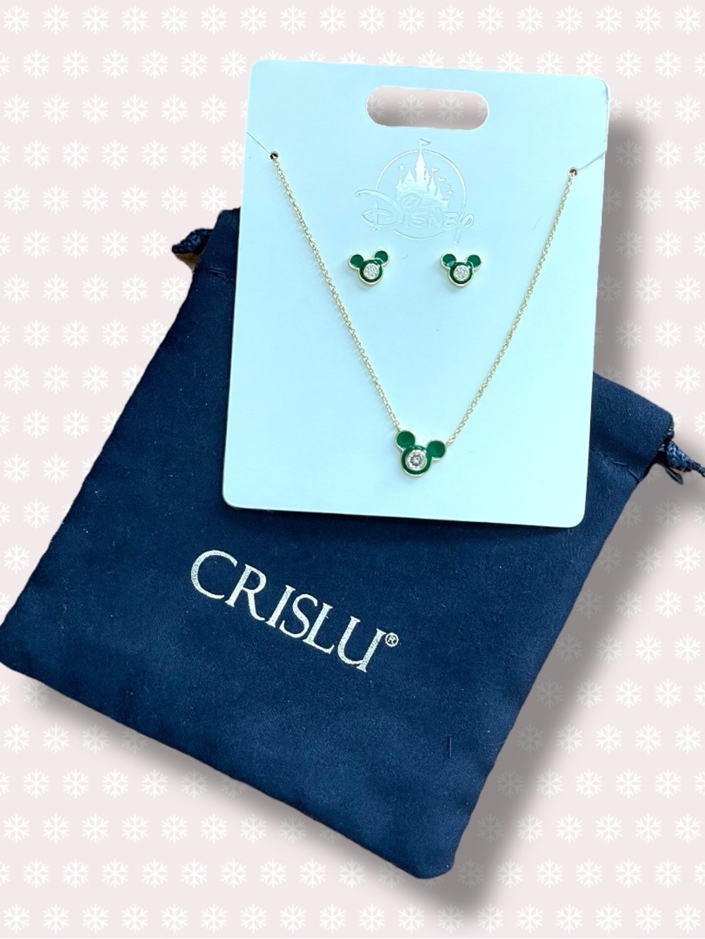 Disney Parks - Crislu - Green Mickey Mouse Head Earrings & Necklace Set